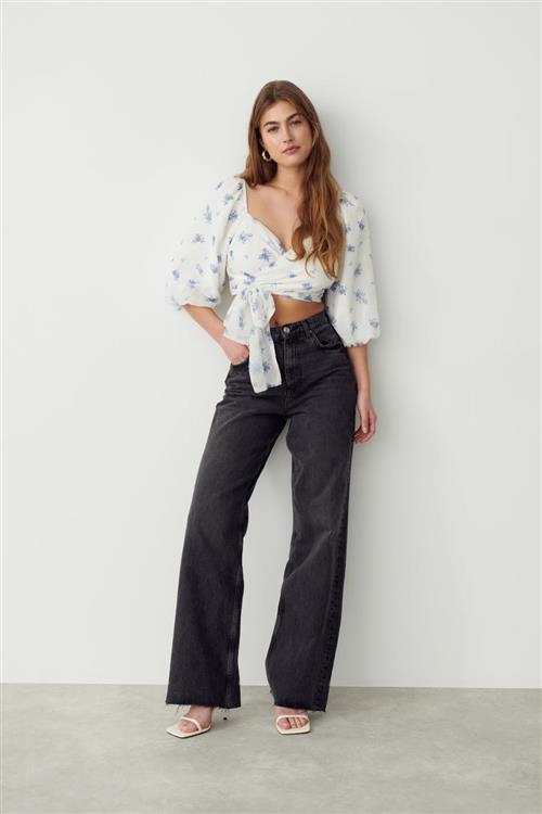 Gina Tricot - Henny wrap top - Toppe - Blå - L - Dame