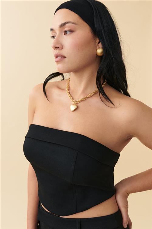 Gina Tricot - Corset tube top - korset-toppe - Sort - 38 - Dame