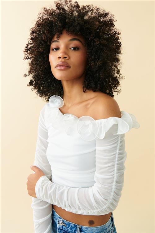 Gina Tricot - One shoulder wire top - Off shoulder-top - Hvid - XS - Dame