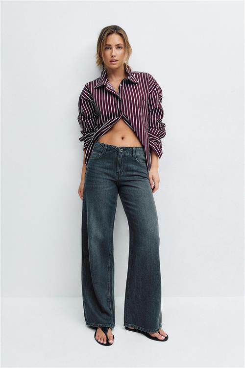 Gina Tricot - Low wide jeans - Low waist jeans - Sort - 34 - Dame