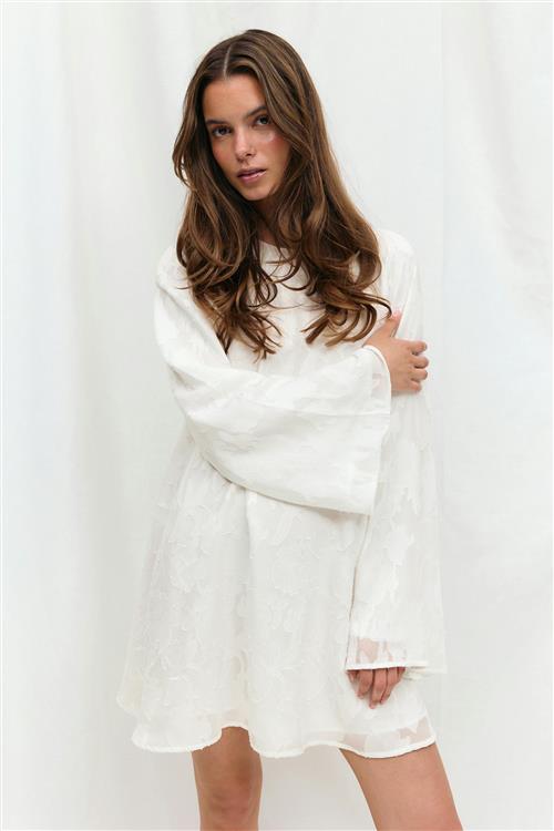 Gina Tricot - Wide flowy floral dress - blomstrede kjoler - Hvid - L - Dame