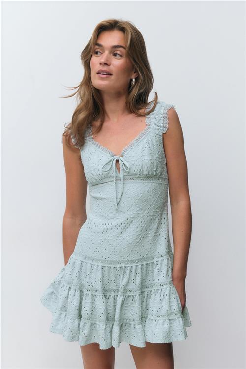 Gina Tricot - Embroidery dress - korte kjoler - Blå - XL - Dame