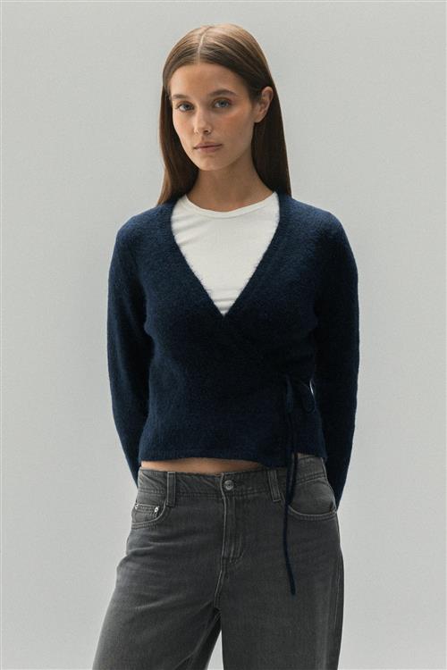 Gina Tricot - Knitted wrap cardigan - Cardigans - Blå - M - Dame