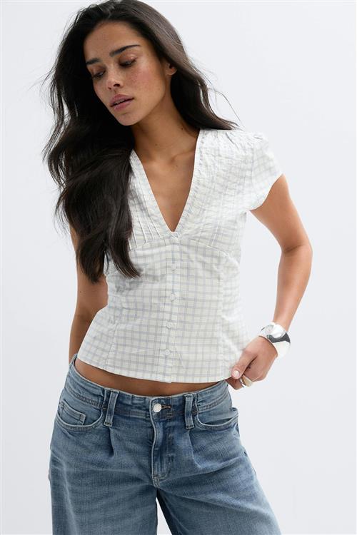 Gina Tricot - Short sleeve top - Toppe - Blå - M - Dame