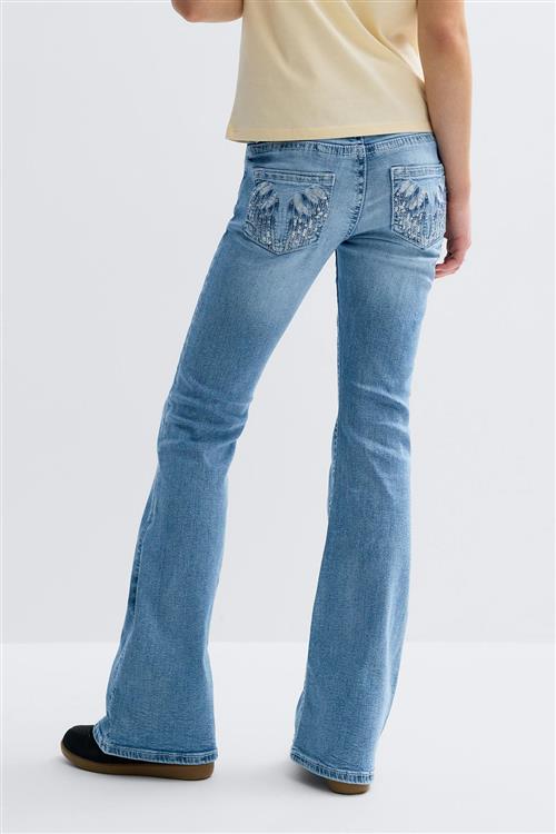 Gina Tricot - Y too messy flare jeans - bootcut jeans - Blå - 152 - Pige