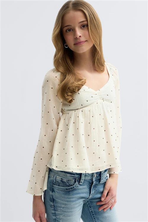 Gina Tricot - Y heart shape blouse - Bluser - Beige - 158/164 - Pige