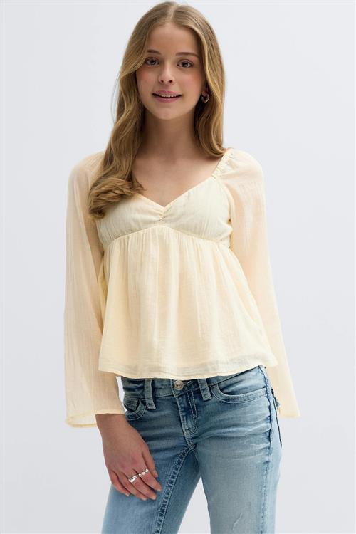 Gina Tricot - Y heart shape blouse - Bluser - Gul - 170 - Pige