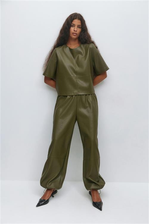 Gina Tricot - Pu balloon trousers - ballonbukser - Grøn - XS - Dame