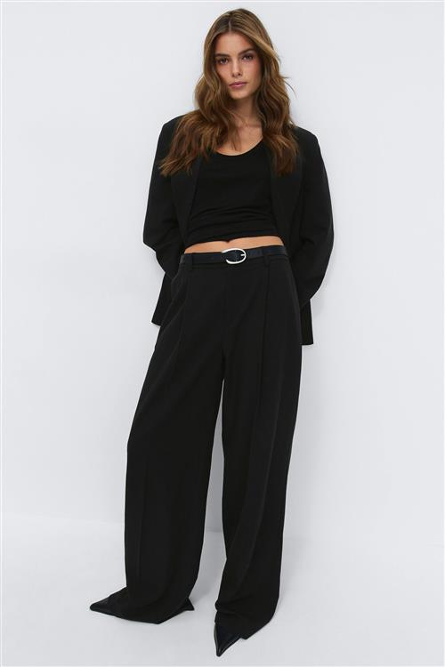 Gina Tricot - Wide pleated trousers - Habitbukser - Sort - 38 - Dame