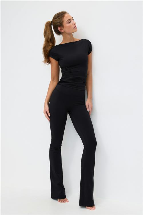 Gina Tricot - Ruched flare yoga tights - yoga pants - Sort - M - Dame