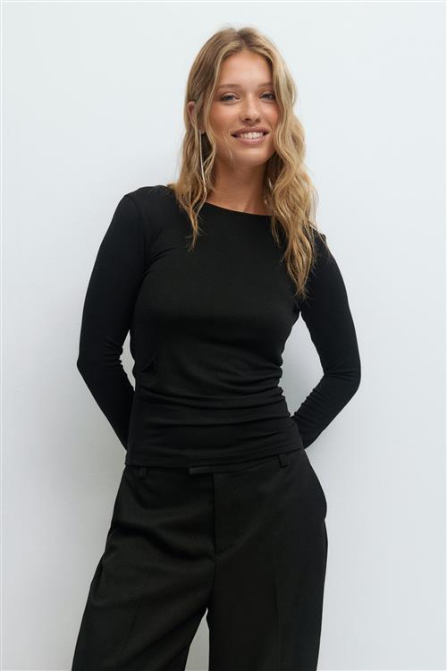 Gina Tricot - Open back top - Langærmede toppe - Sort - M - Dame