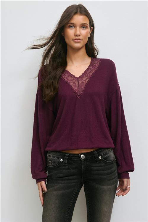 Gina Tricot - 14+ lace sweater - striktrojer - Rød - L - Dame