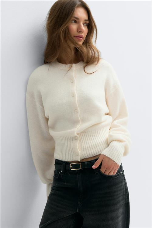 Gina Tricot - Knitted cardigan - Cardigans - Hvid - L - Dame