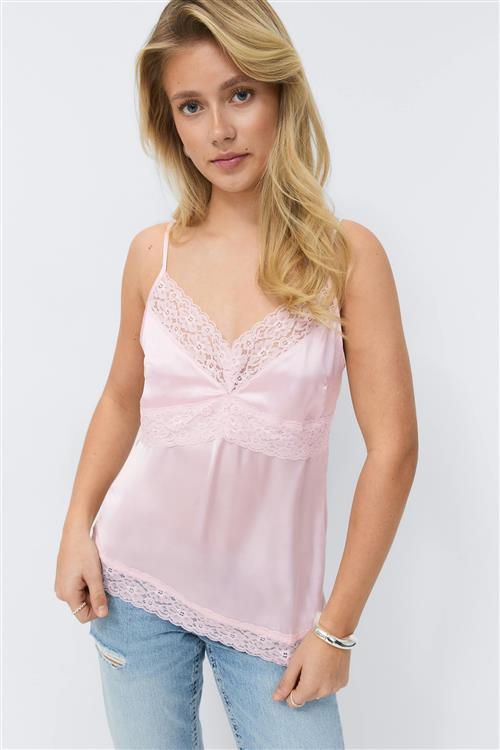 Gina Tricot - 14+ lace insert singlet - Toppe - Lyserød - S - Dame