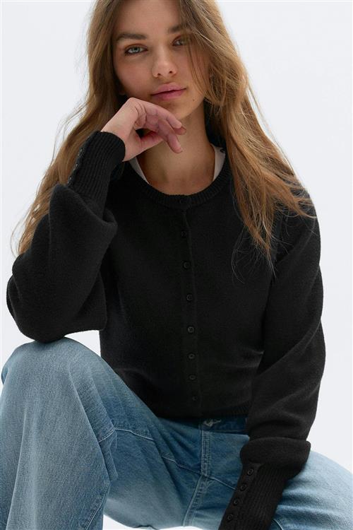 Gina Tricot - Knitted cardigan - Cardigans - Sort - XL - Dame