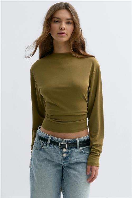 Gina Tricot - Open back top - Langærmede toppe - Grøn - S - Dame