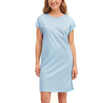 Calida Lovely Nights Short Sleeve Nightdress Blå Mønster bomuld X-Large Dame