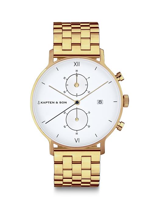 Kapten & Son Analogt ur 'Chrono Gold Steel'  guld / hvid