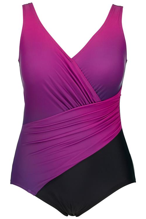 Ulla Popken Badedragt  lilla / sort