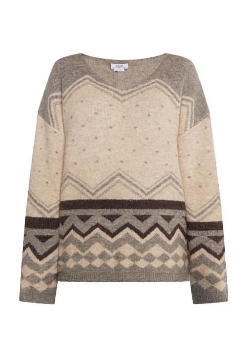 usha FESTIVAL Pullover 'Rakata'  beige / mørkebrun / grå-meleret