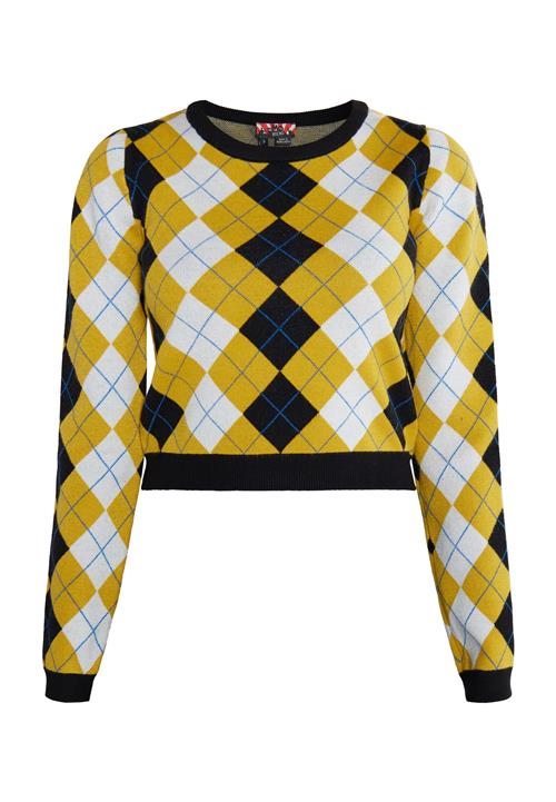 myMo ROCKS Pullover 'Ucy'  blå / gul / sort / hvid