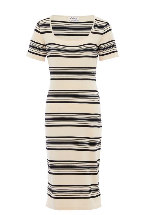 ALARY Strikkjole  sort / uldhvid