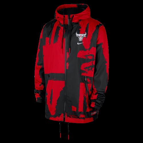 Chicago Bulls Courtside-vævet Nike NBA Club-jakke med lynlås i fuld længde til mænd - sort