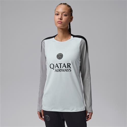 Maskinstrikket Paris Saint-Germain Strike Night Edition Jordan Dri-FIT-fodboldtrøje med rund hals til kvinder - hvid