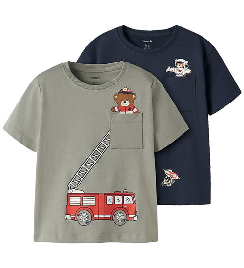 Name It T-shirt - NmmVilian - 2-Pak - Shadow/Navy Blazer