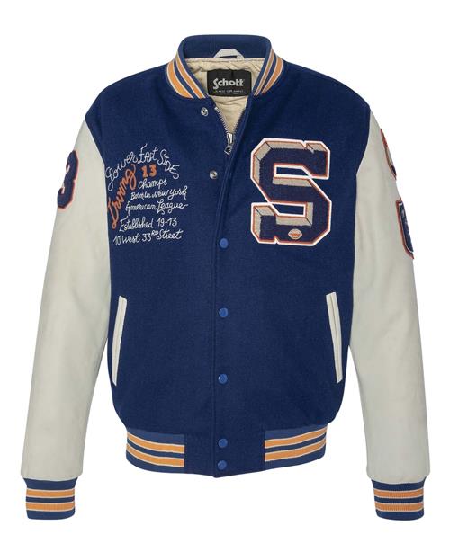 Schott NYC Overgangsjakke 'Teddy'  beige / mørkeblå / karamel / hvid