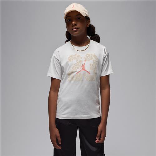 Jordan 23-T-shirt med blomster til større børn - hvid