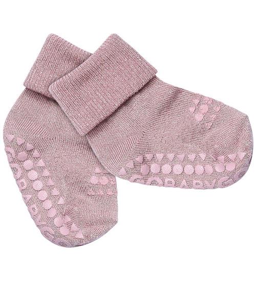 GoBabyGo Strømper - Non-Slip - Woodrose m. Glitter