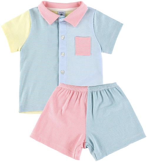 Petit Bateau Nattøj - 2-delt - Marshmallow/Multico