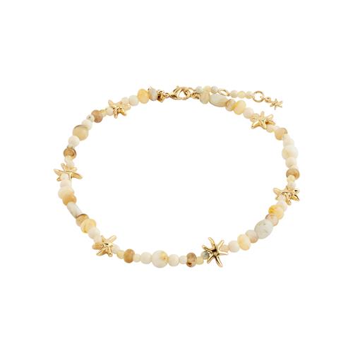 Pilgrim PRISM ankelkæde hvid/guldbelagt