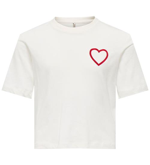 Kds Only T-shirt - KogRex - Cloud Dancer/Heart/Barbados Cherry