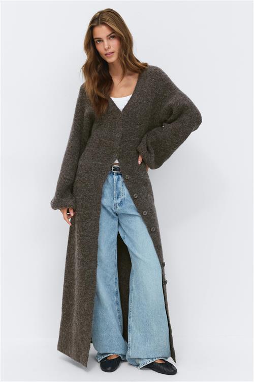 Gina Tricot - Knitted button down dress - Strikkjoler - Beige - XS - Dame