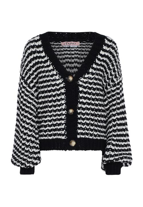 paino Cardigan  sort / uldhvid