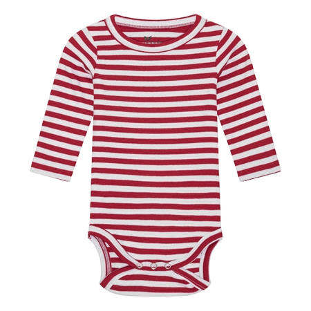 BIRKHOLM Stribet Rib Body Perfekt Hvid & Chili Rød