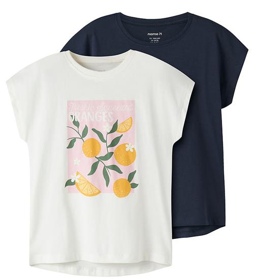 Name It T-shirt 2-pak - NfkVigea - Cloud Dancer/Navy Blazer