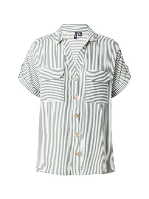 VERO MODA Bluse 'VMBumpy'  mørkegrøn / hvid