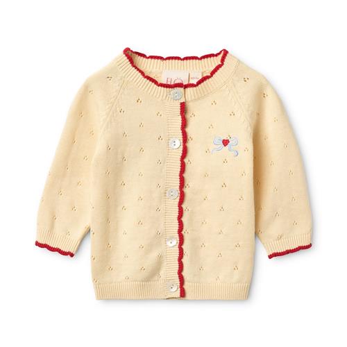 Flöss Kaya Pointelle Cardigan Soft White  Soft white 68 cm  Creme  68 cm  kvinde