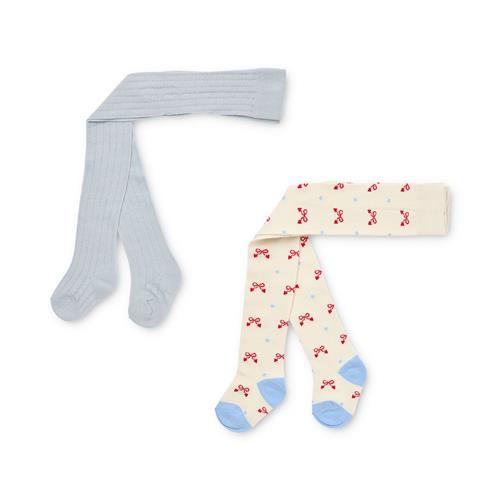 Flöss Vera 2-pak Strømpebukser Bow  Bow 104/110 cm  Blå  104/110 cm  kvinde