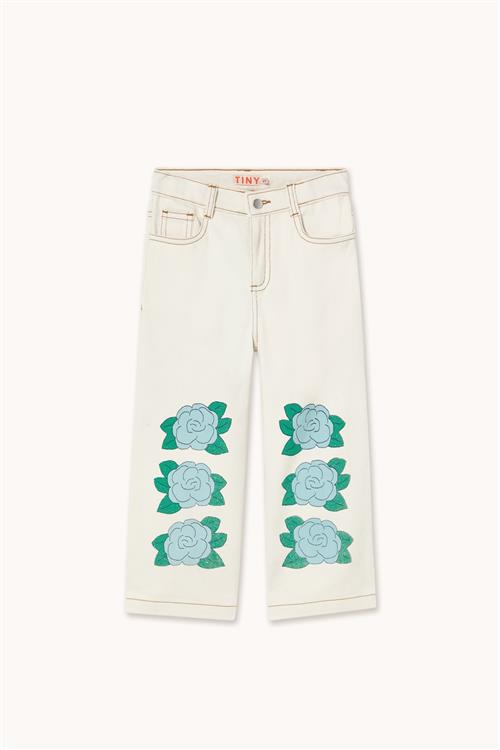 Tinycottons Blue Flower Jeans Off-white  Off-White 3 Y  Hvid  3 år  kvinde