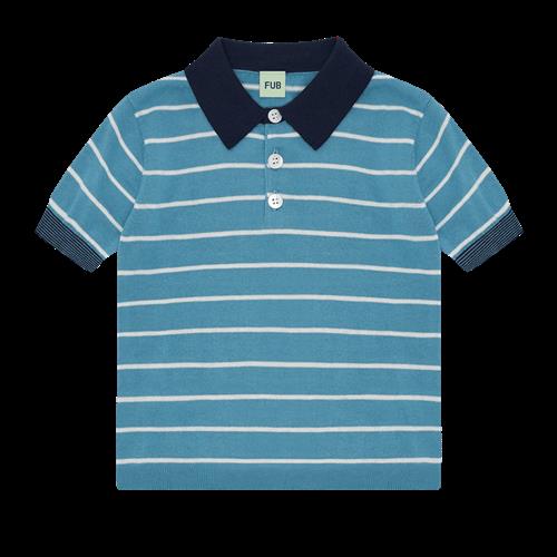 FUB Stribet Polo Ecru/dark Navy  Ecru/Dark Navy-90 cm  Marineblå  90 cm  unisex