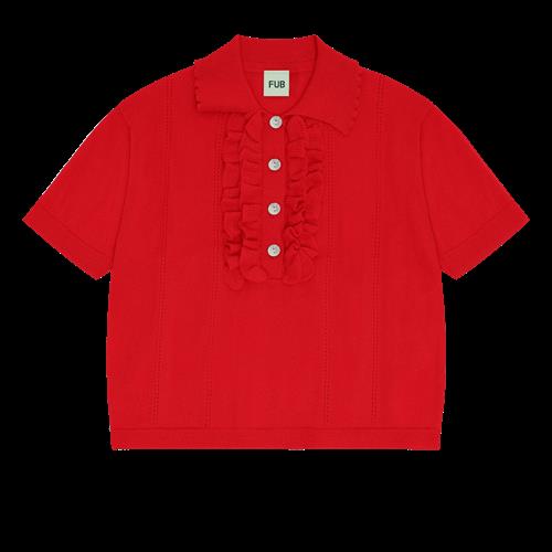 FUB Polo Med Frynser Red  Red-110 cm  Rød  110 cm  kvinde