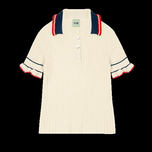 FUB Pointelle-polo Ecru  Ecru-130 cm  Creme  130 cm  kvinde