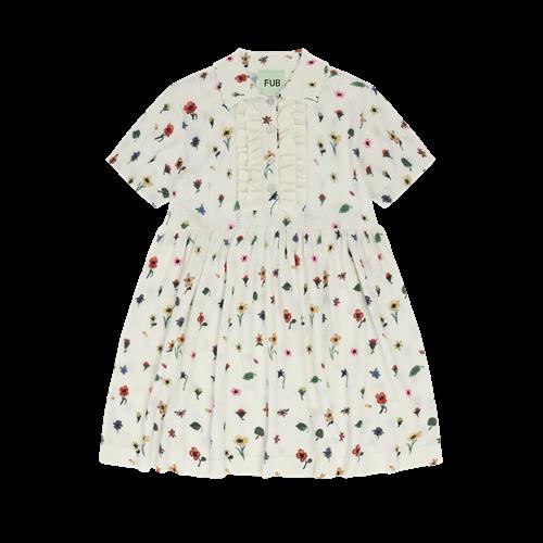 FUB Trykt Kjole Med Korte Ærmer Flower  Flower-90 cm  Beige  90 cm  kvinde