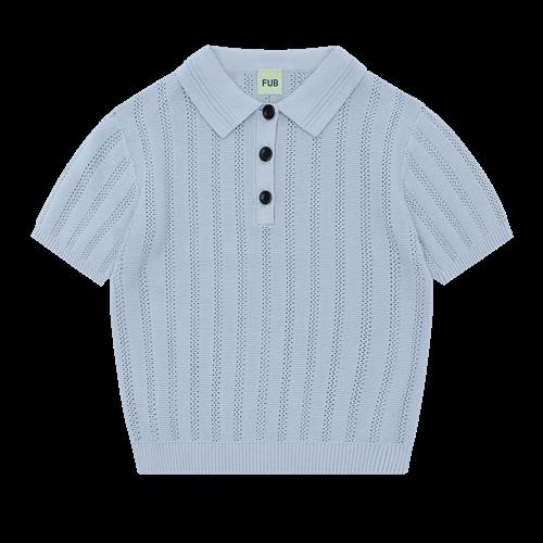 FUB Struktur-polo Pale Blue  Pale Blue-130 cm  Blå  130 cm  kvinde