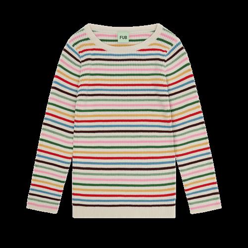 FUB Ribbluse Multi Stripe  Multi Stripe-110 cm  Rød  110 cm  kvinde