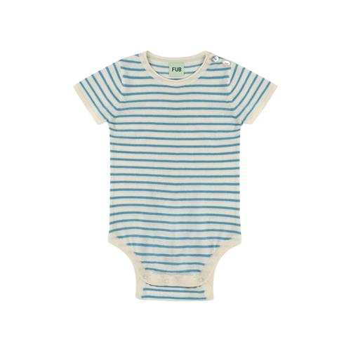 FUB Kortærmet Babybody Ecru/sea  Ecru/Sea-86 cm  Blå  86 cm  kvinde
